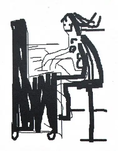 Tekening van meisje dat piano speelt